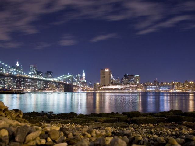The Brooklyn bridge and Manhattan panoramic view, NEW YORK, New York state, United States of America.