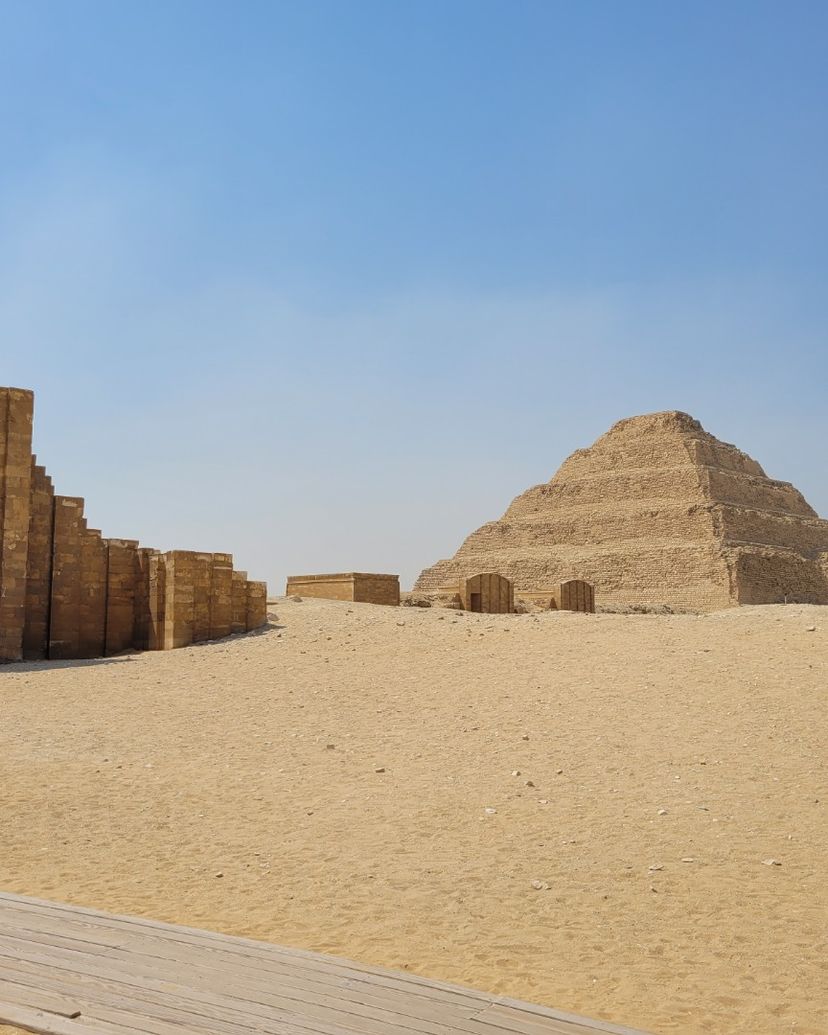 The Step Pyramid Complex of Djoser at Saqqara panoramic view, Giza, Egypt.