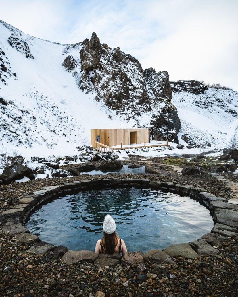 Canyon baths panoramic view, Iceland.
