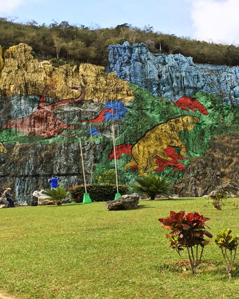 The Mural of Prehistory (Mural de la Prehistoria) panoramic view, The Viñales Valley, UNESCO World Heritage Site, Viñales, Pinar del Río, Cuba.