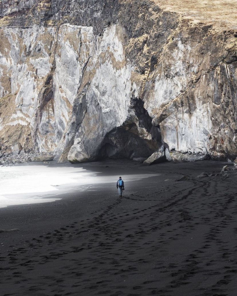 Reynisfjara black beach panoramic view, Iceland.