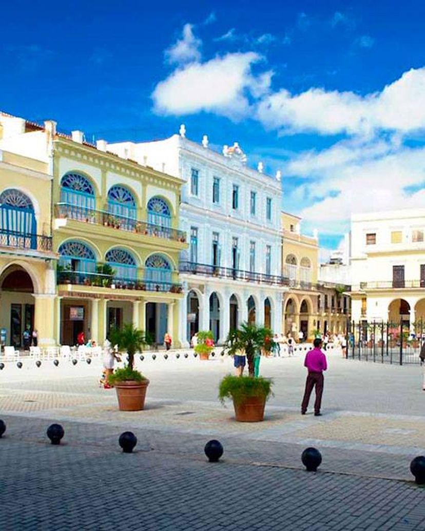 Plaza Vieja square panoramic view, Old Havana, Havana, Cuba.