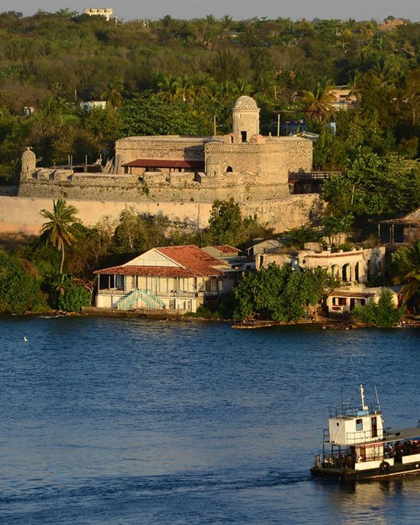 The Jagua Fortress or Castle or Fortress-of Our Lady of the Angels of Jagua (Castillo de Jagua) panoramic view, Cienfuegos bay, Cuba.