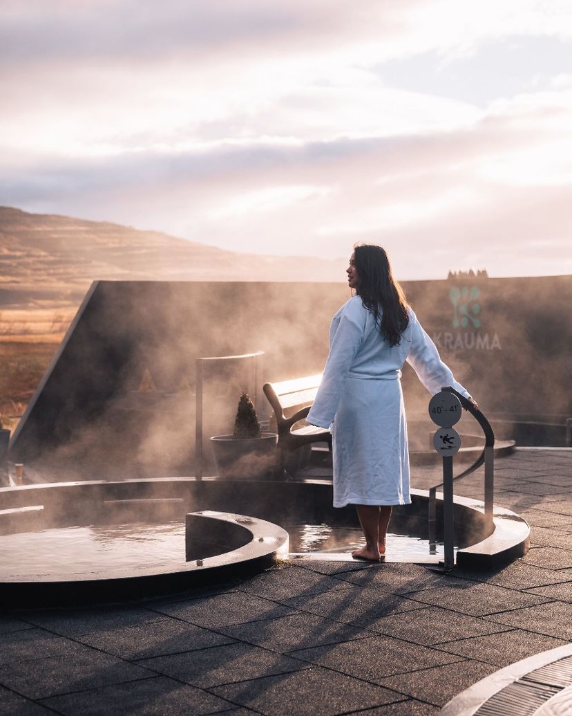 Geothermal Baths Krauma panoramic view, Iceland.