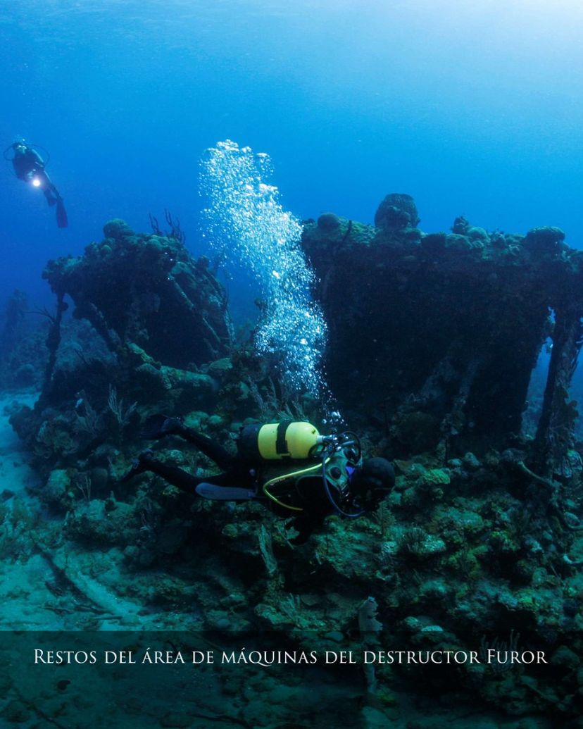 Remains of the machine area. DIVING IN WRECKS OF THE HISPANIC - CUBAN - NORTH AMERICAN WAR OF 1898. "FUROR DESTROYER"