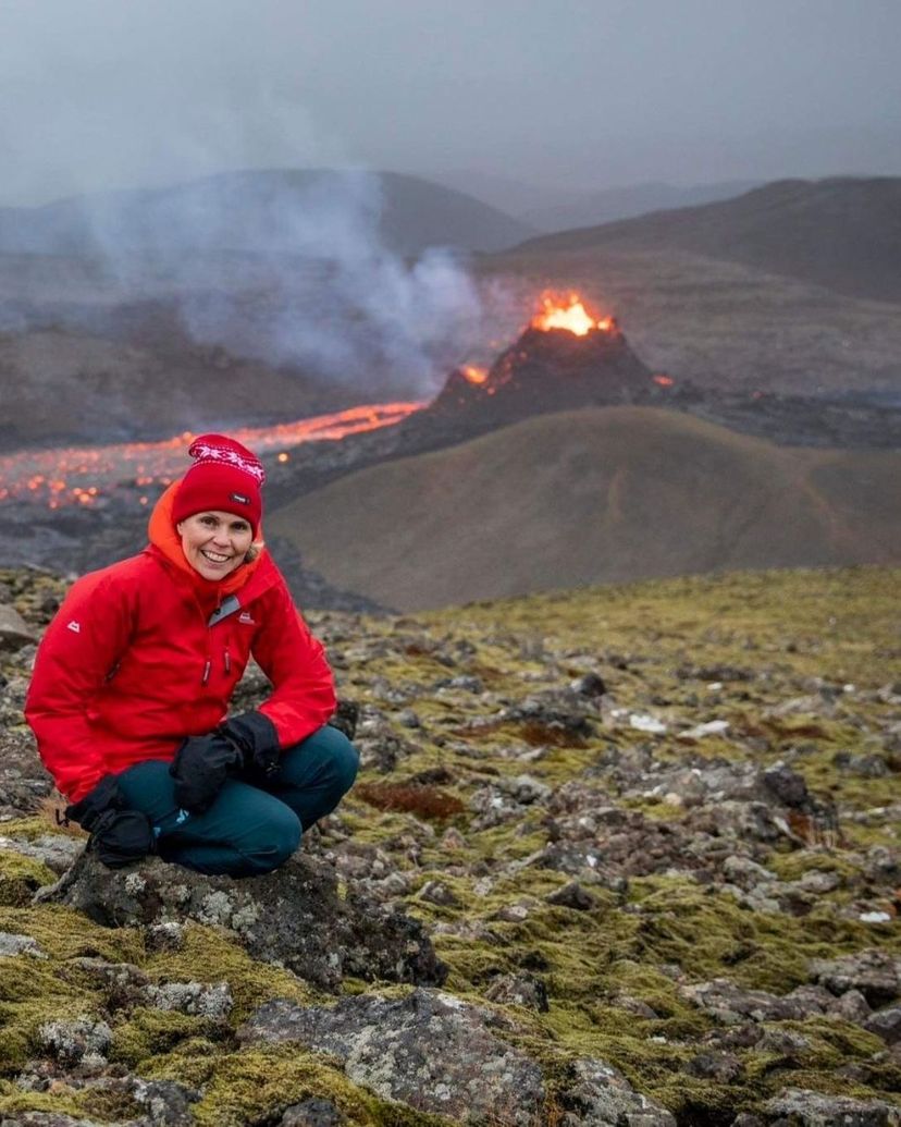 The crater and smokey valley area of Fagradalsfjall volcano panoramic view, Iceland.