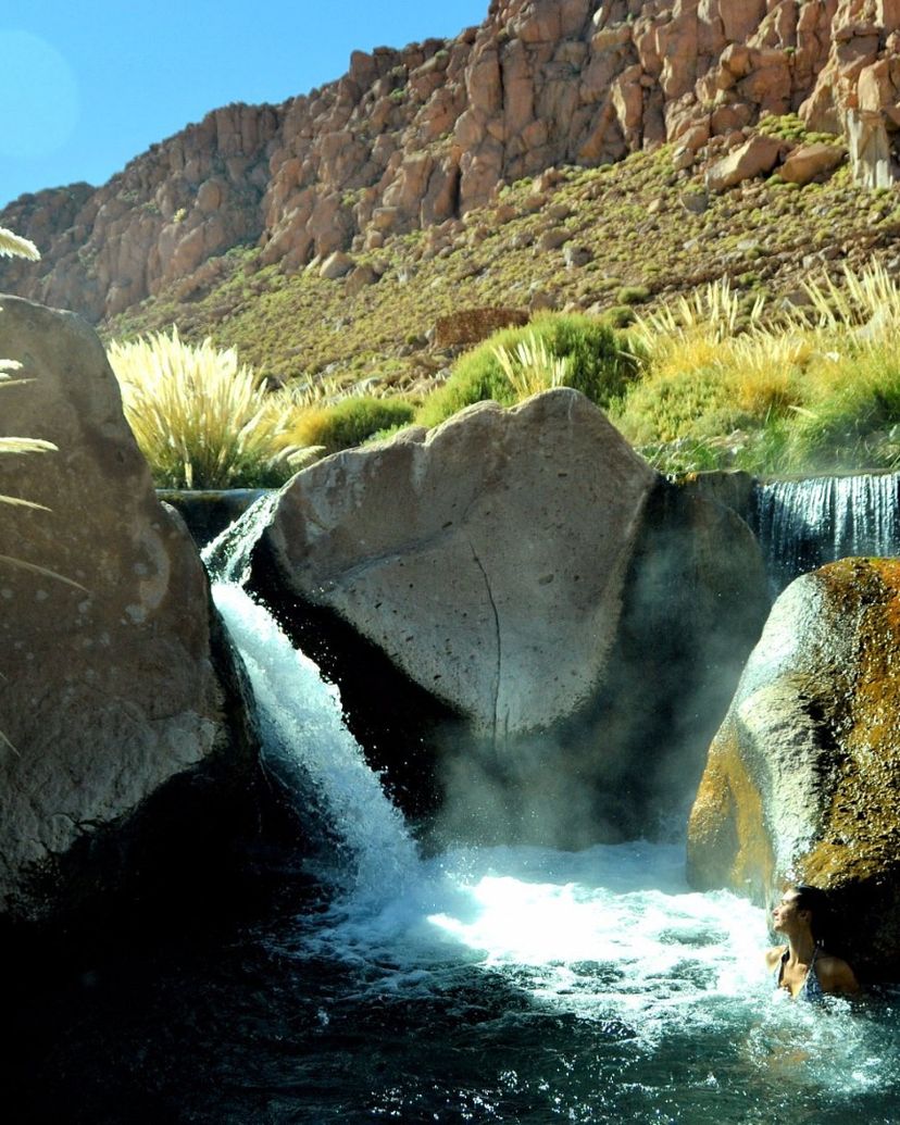 PURITAMA HOT SPRINGS panoramic view, San pedro de Atacama, Chile.