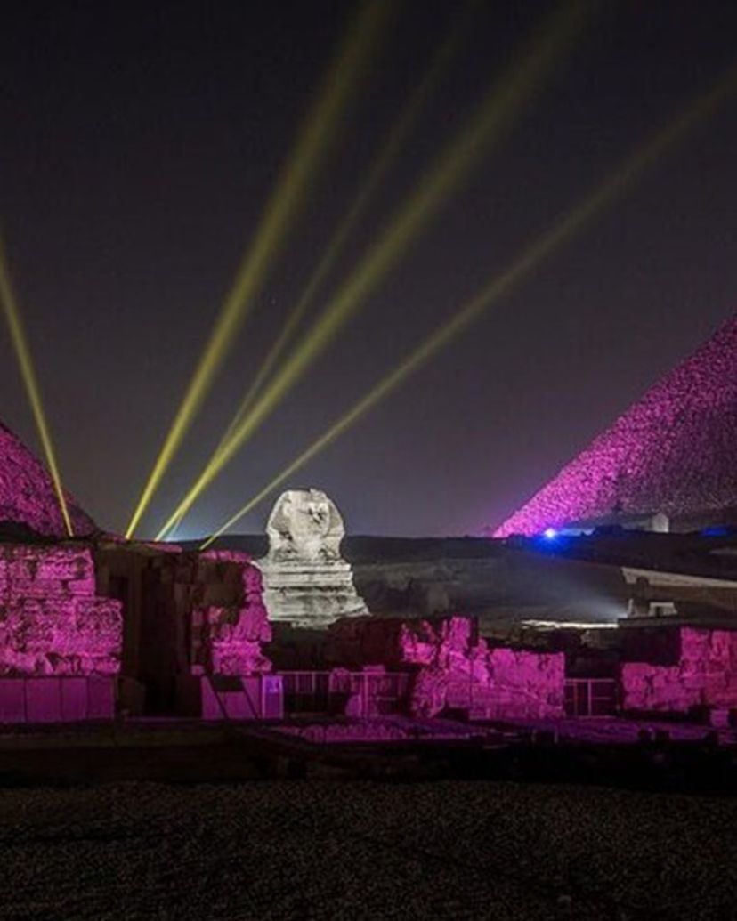 "LIGHT AND SOUND SHOW AT THE PYRAMIDS OF GIZA" Private Tour, Guiza, Egypt.