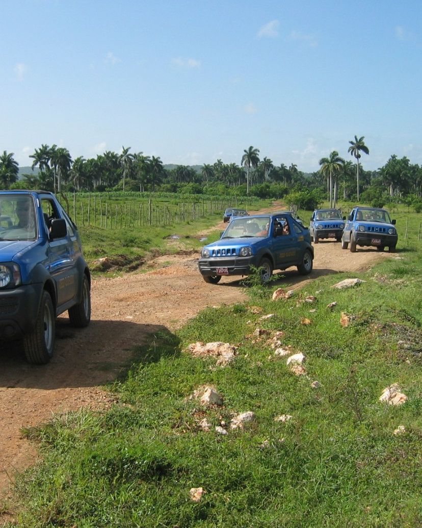 	Jeep safari rallying off road through the Cuban countryside