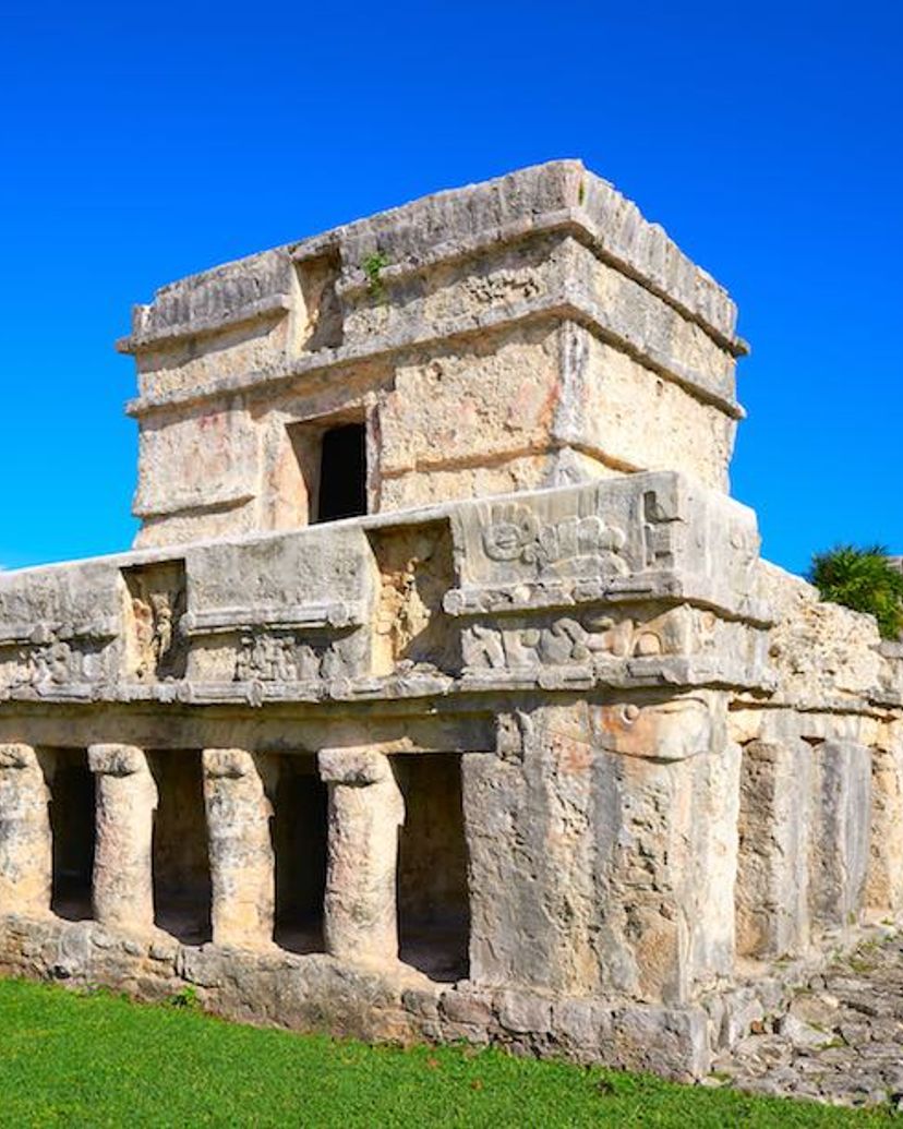 "Temple of the Frescos" in Tulum Archaeological Zone. Tulum, Mexico.