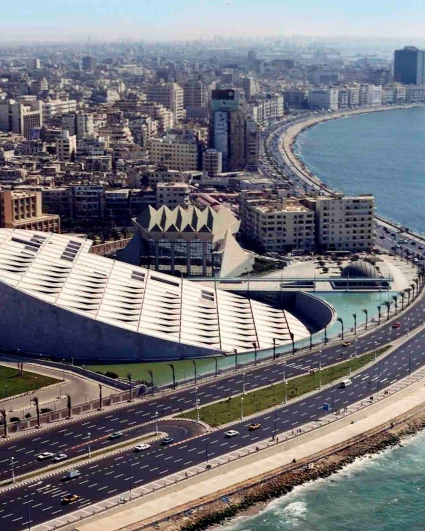 ALEXANDRIA BIBLIOTHECA panoramic view, Alexandria, Egypt.