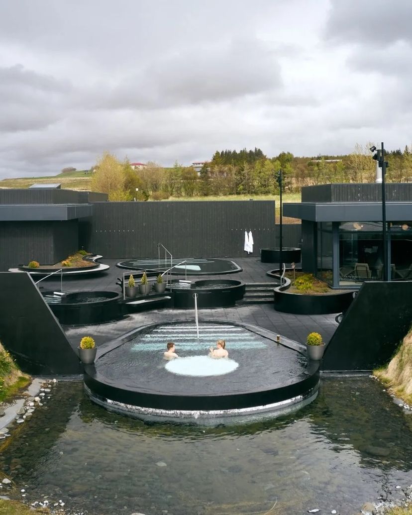 Geothermal Baths Krauma panoramic view, Iceland.