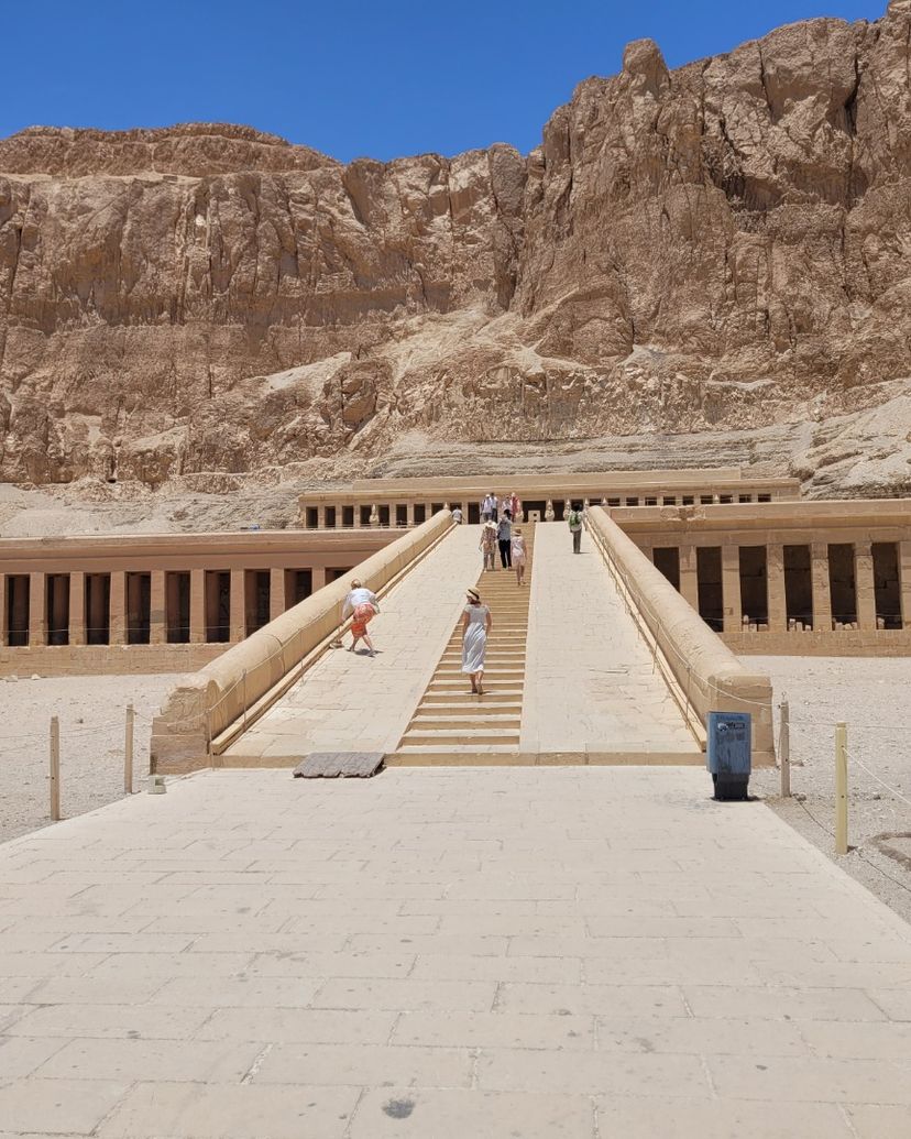 THE TEMPLE OF HATSHEPSUT panoramic view, Luxor, Egypt.