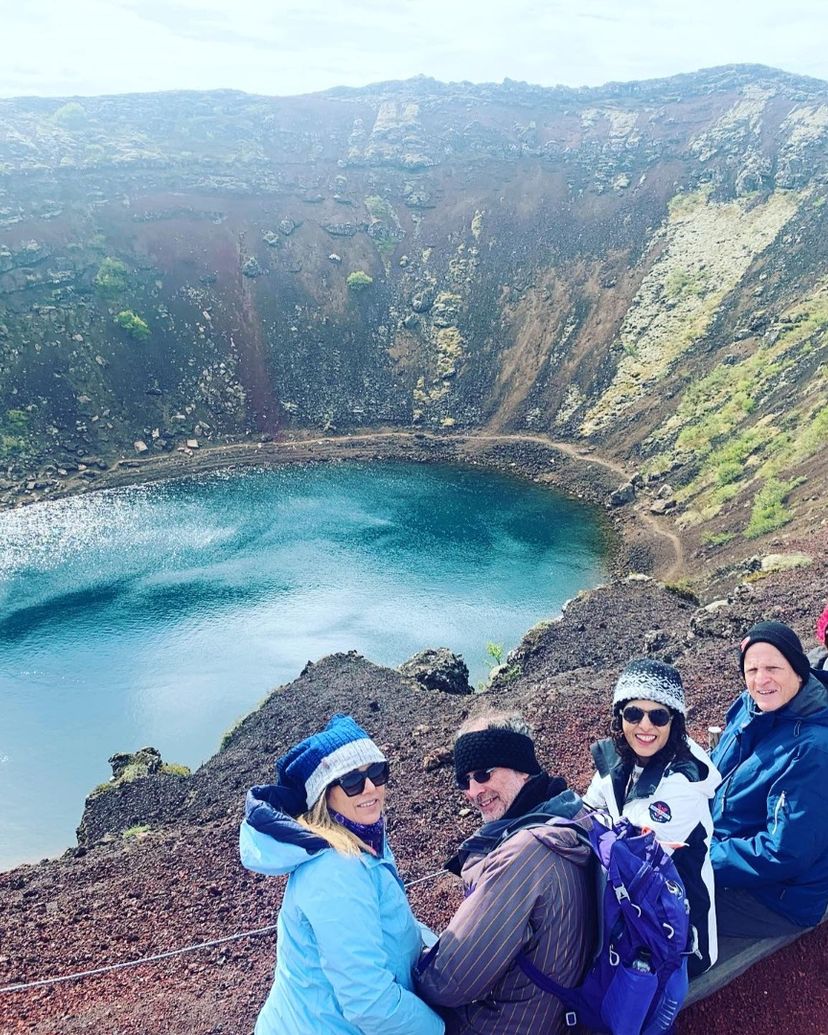 Kerid volcanic crater panoramic view, Iceland.
