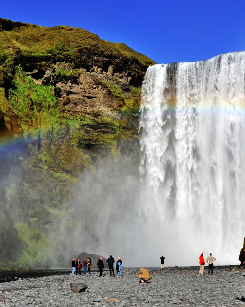 Skogafos waterfall panoramic view, Iceland.