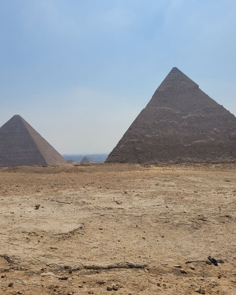 The majestic Pyramids of Giza panoramic view, Giza, Egypt.