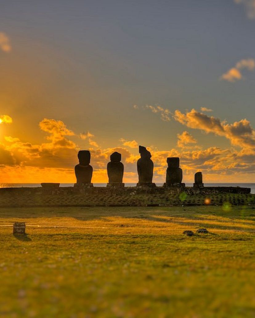 "SUNSET AT AHU TAHAI" Tour, Easter Island, (Isla de Pascua), Chile.