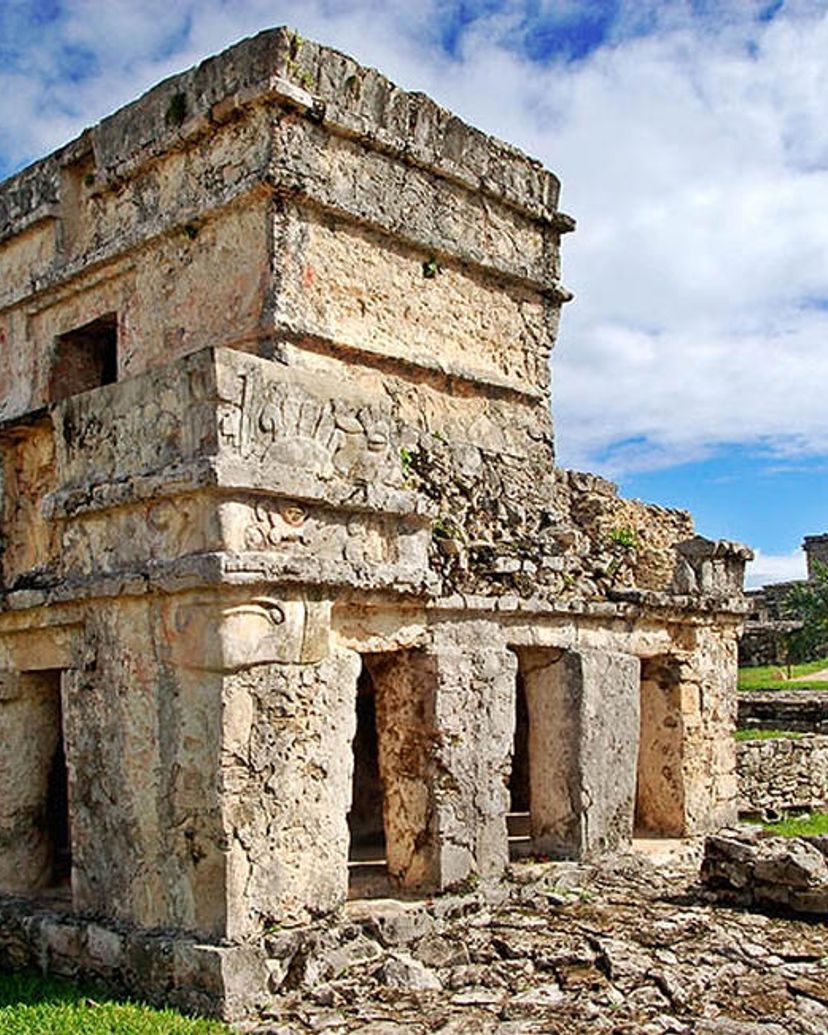 "Temple of the Frescos" in Tulum Archaeological Zone. Tulum, Mexico.