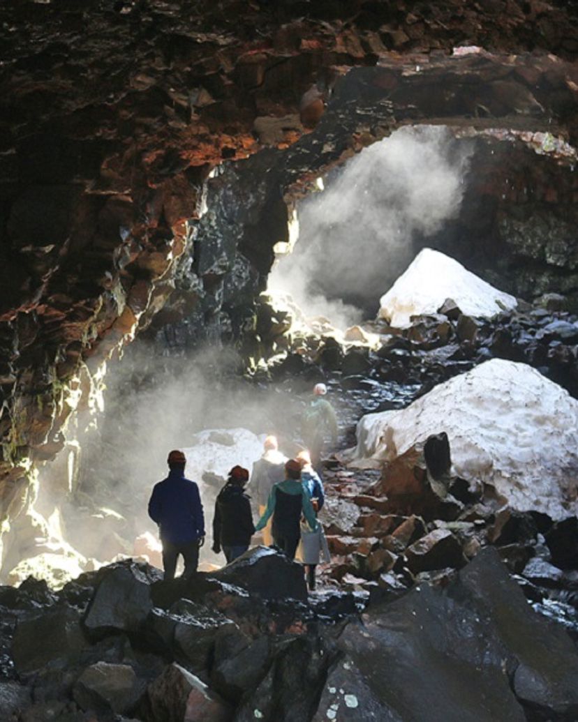 Víðgelmir lava cave panoramic view, Iceland.