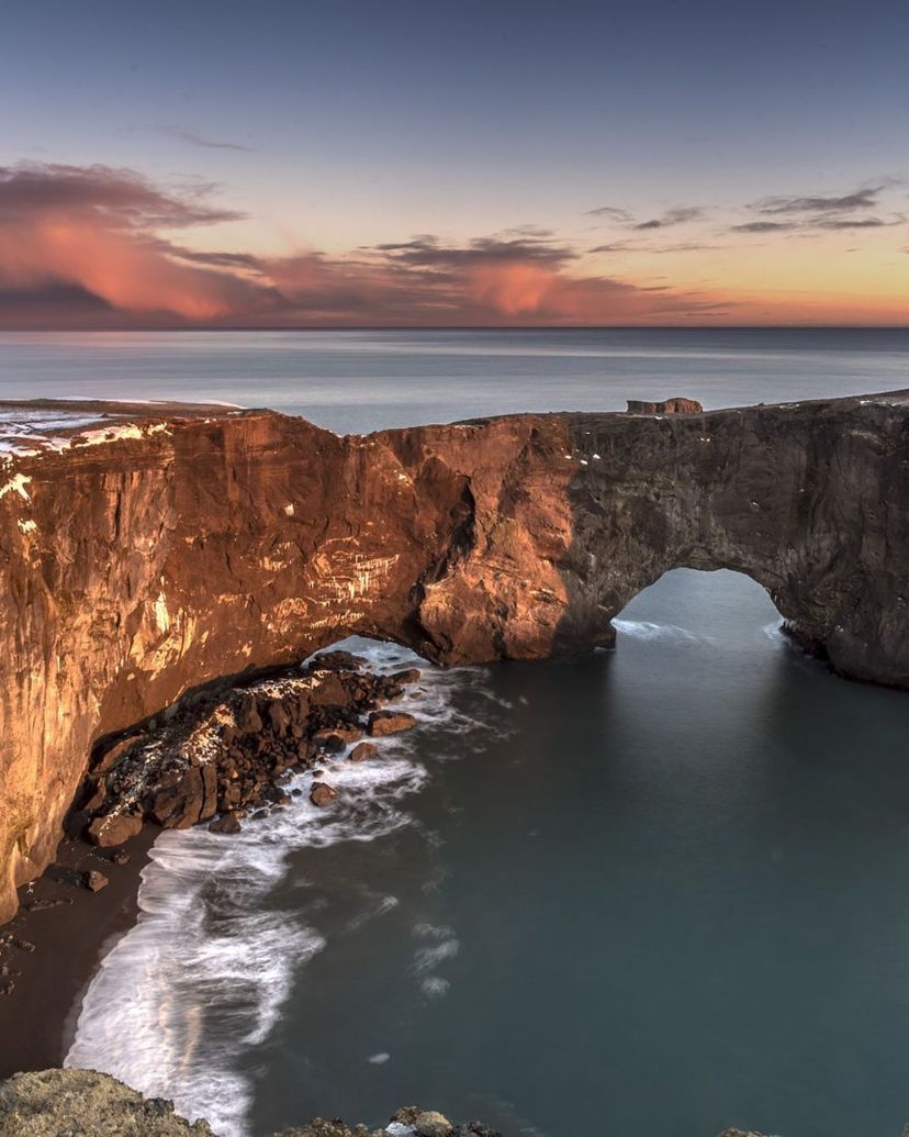 Dyrholaey sea cliff panoramic view, South Coast, Iceland.