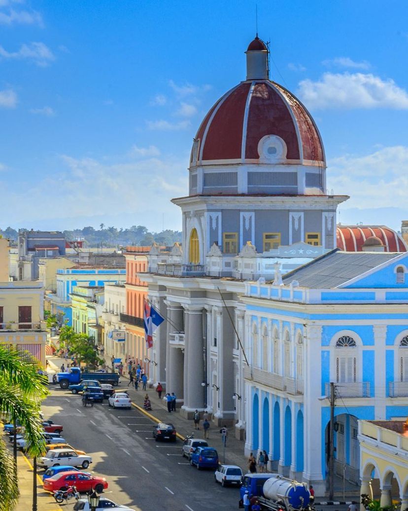The Govermen Palace of Cienfuegos panoramic view, Cienfuegos city, Cuba.