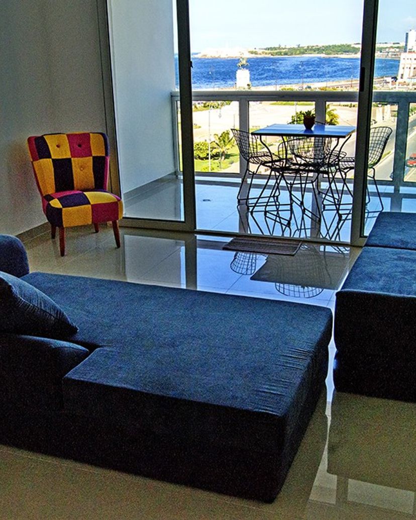 Apartment's living room with sea view