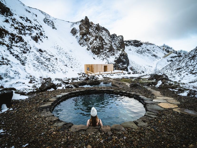 Canyon baths panoramic view, Iceland.