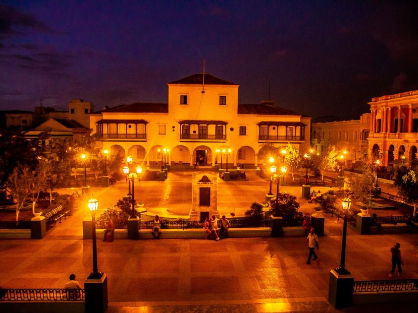 The Cespedes central park panoramic view, Santiago de Cuba, Cuba.
