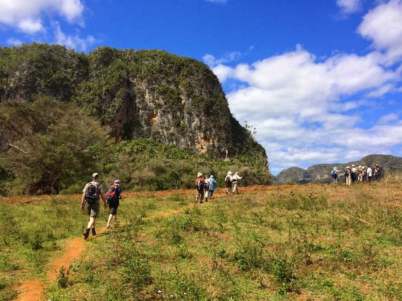 Hiking tour Through the Valle del Silencio, Viñales valley National Park, declared a Cultural Heritage Site by UNESCO, Pinar del Río