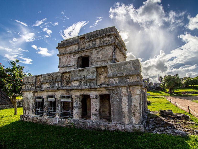 "Temple of the Frescos" in Tulum Archaeological Zone. Tulum, Mexico.