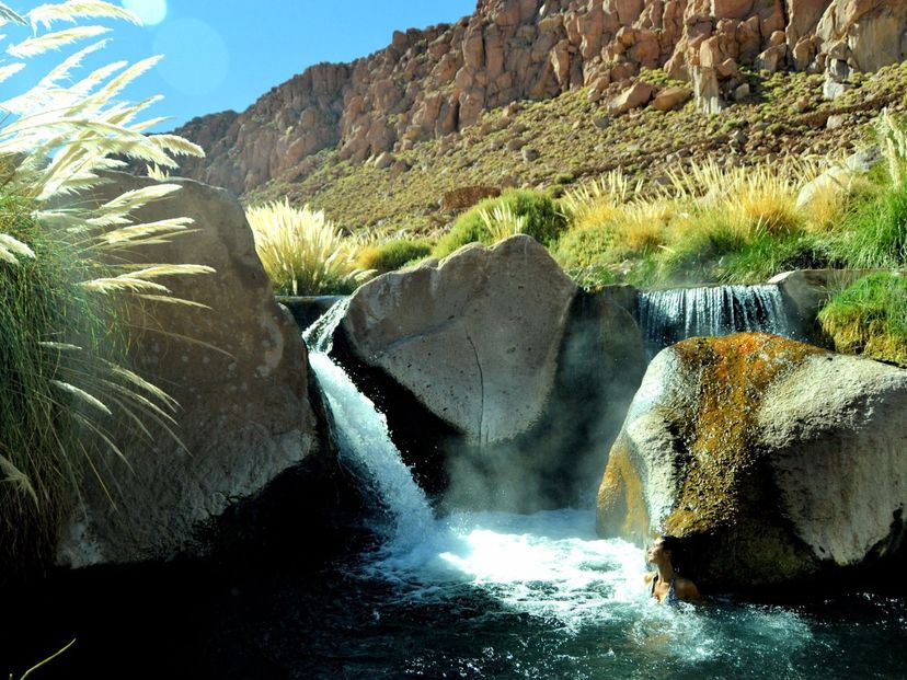 PURITAMA HOT SPRINGS panoramic view, San pedro de Atacama, Chile.