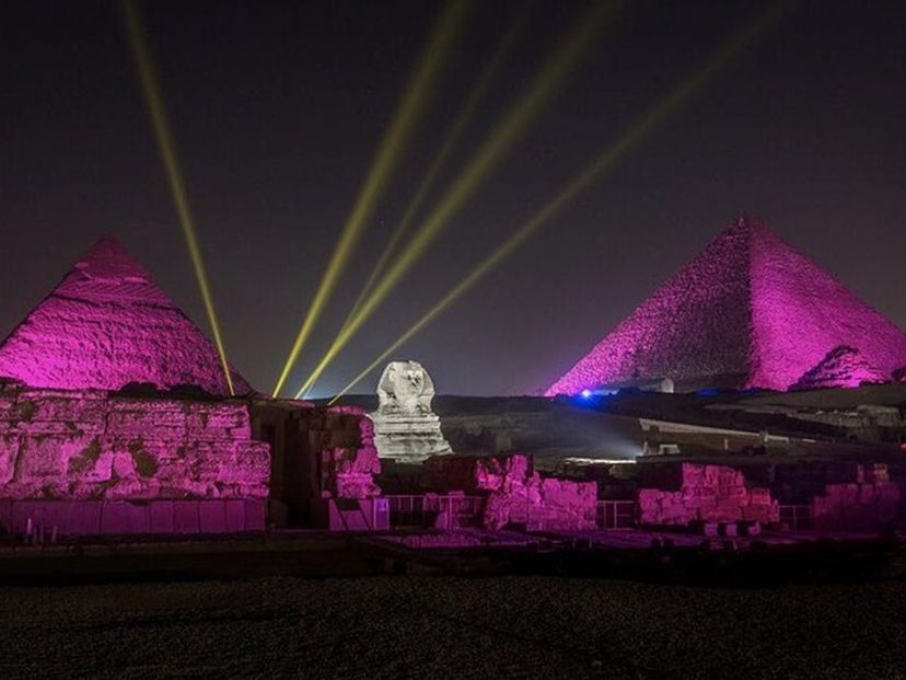 "LIGHT AND SOUND SHOW AT THE PYRAMIDS OF GIZA" Private Tour, Guiza, Egypt.