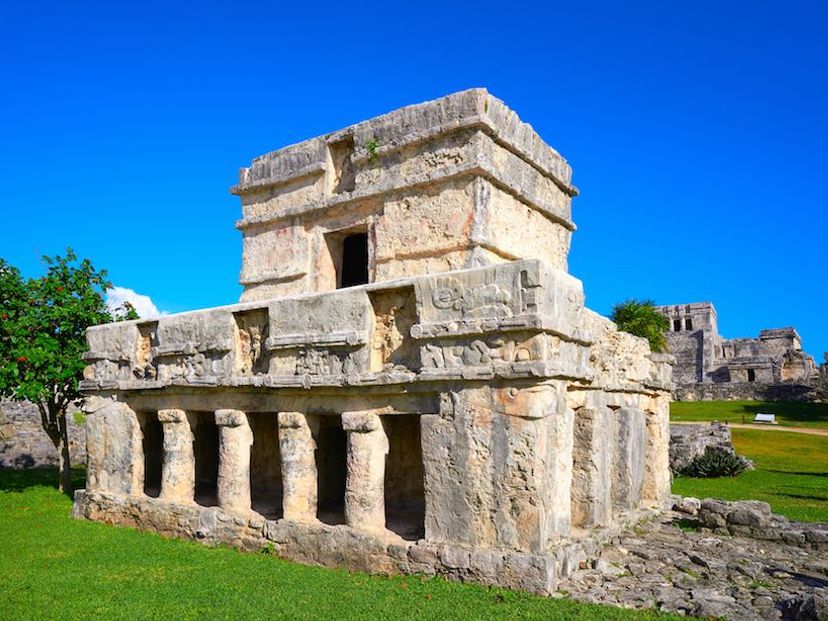"Temple of the Frescos" in Tulum Archaeological Zone. Tulum, Mexico.