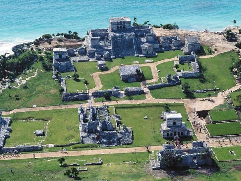 Panoramic view of Tulum Archaeological Site. Yucatan Peninsula. Mexico.