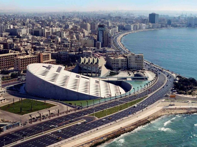 ALEXANDRIA BIBLIOTHECA panoramic view, Alexandria, Egypt.