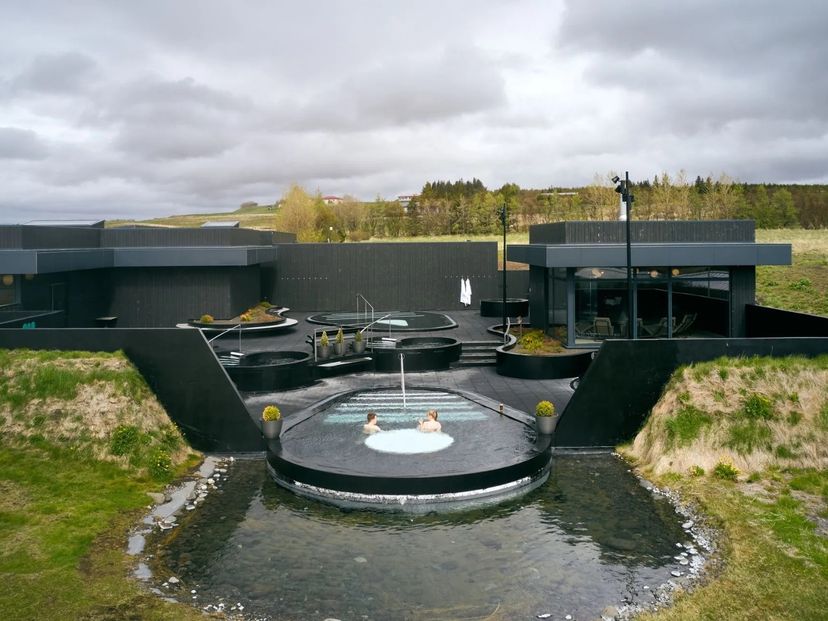 Geothermal Baths Krauma panoramic view, Iceland.