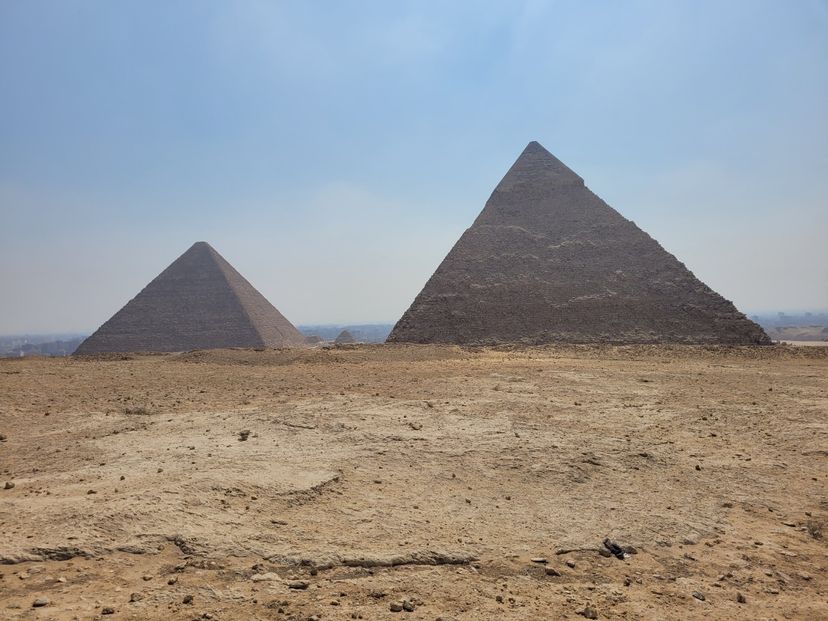 The majestic Pyramids of Giza panoramic view, Giza, Egypt.
