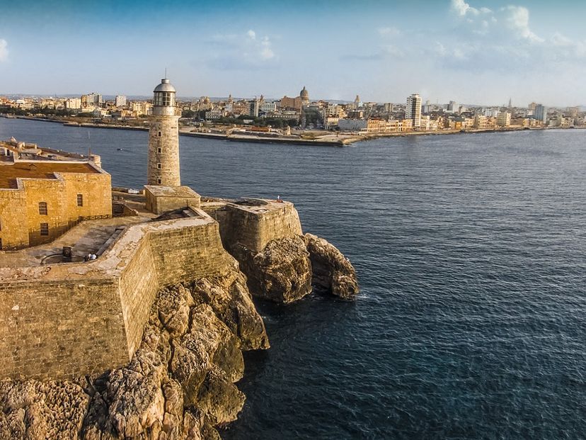 Los Tres Reyes del Morro fortress panoramic view, Havana, Cuba.