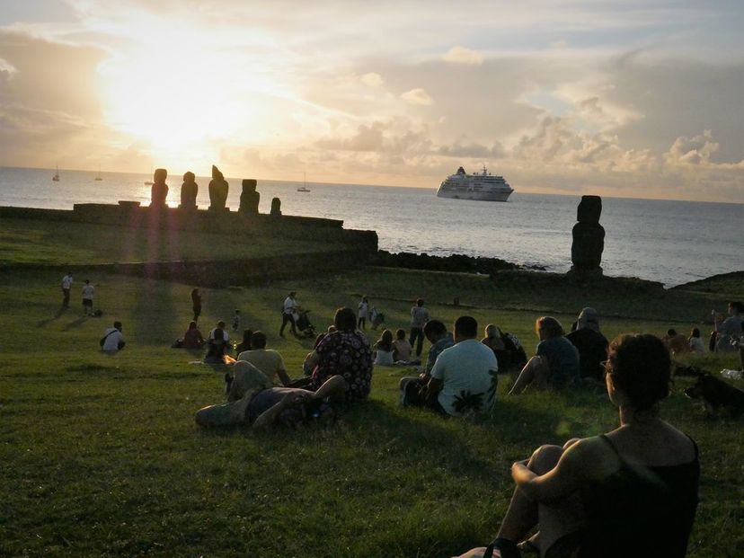 Sunset in Tahai, Easter Island