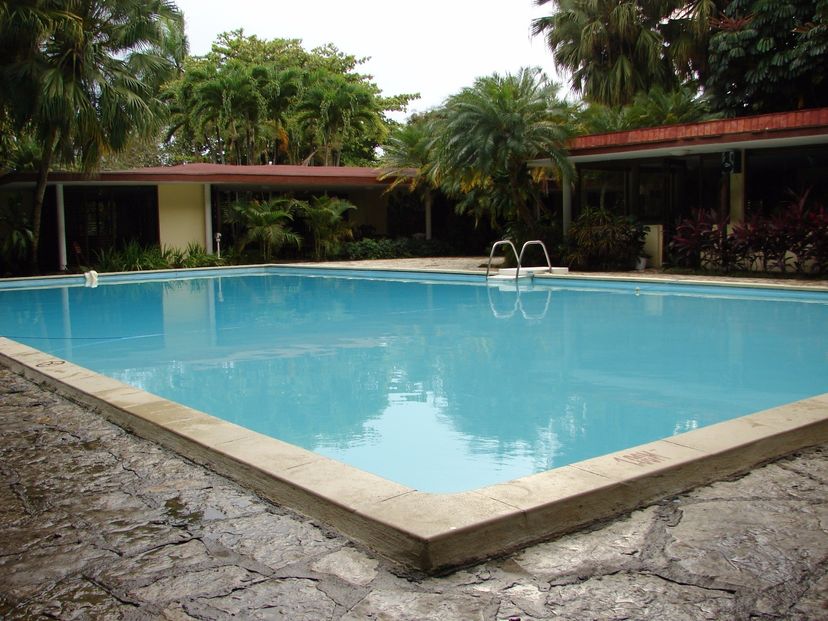 Panoramic farm and pool view
