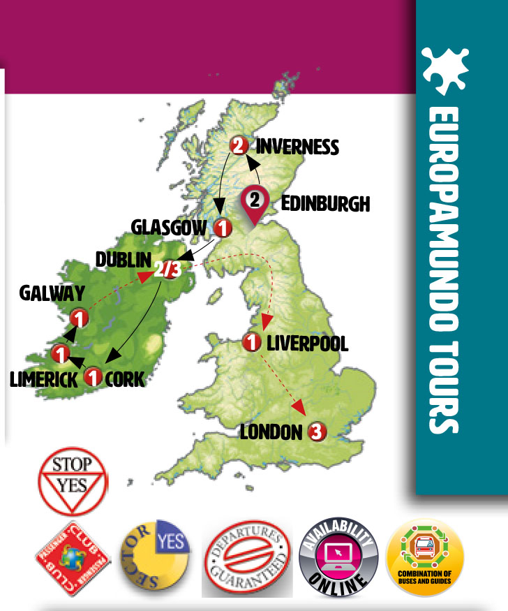 SCOTLAND AND IRELAND WITH LONDON Group Tour.